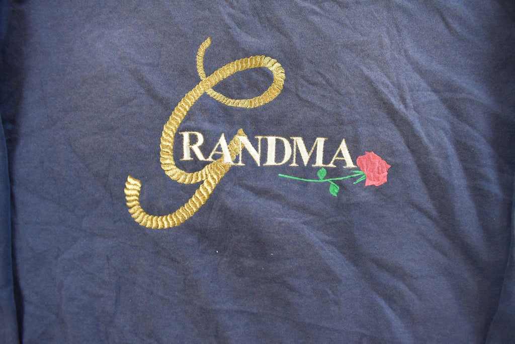 Vintage 1990s Cute Grandma Embroidered Crewneck Sweatshirt Men's Large