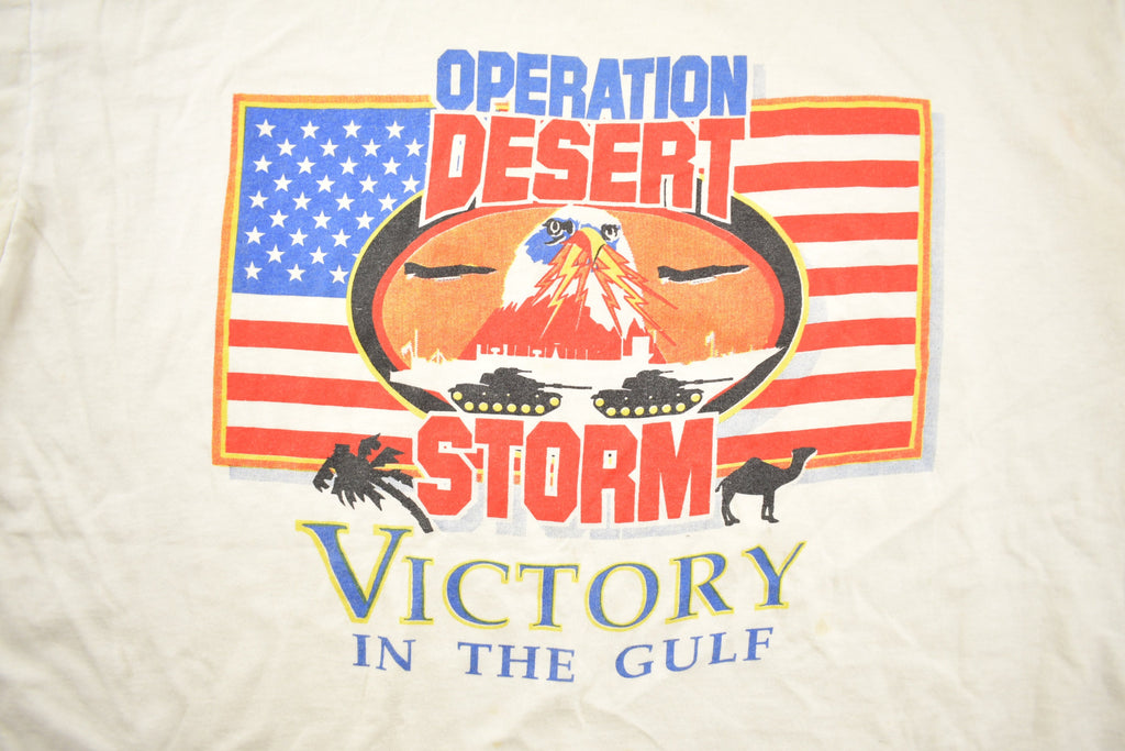 Vintage 1990s Operation Desert Storm Military Graphic T Shirt