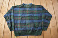 Vintage 1990s Croft & Barrow Plaid Knit Crewneck Sweater