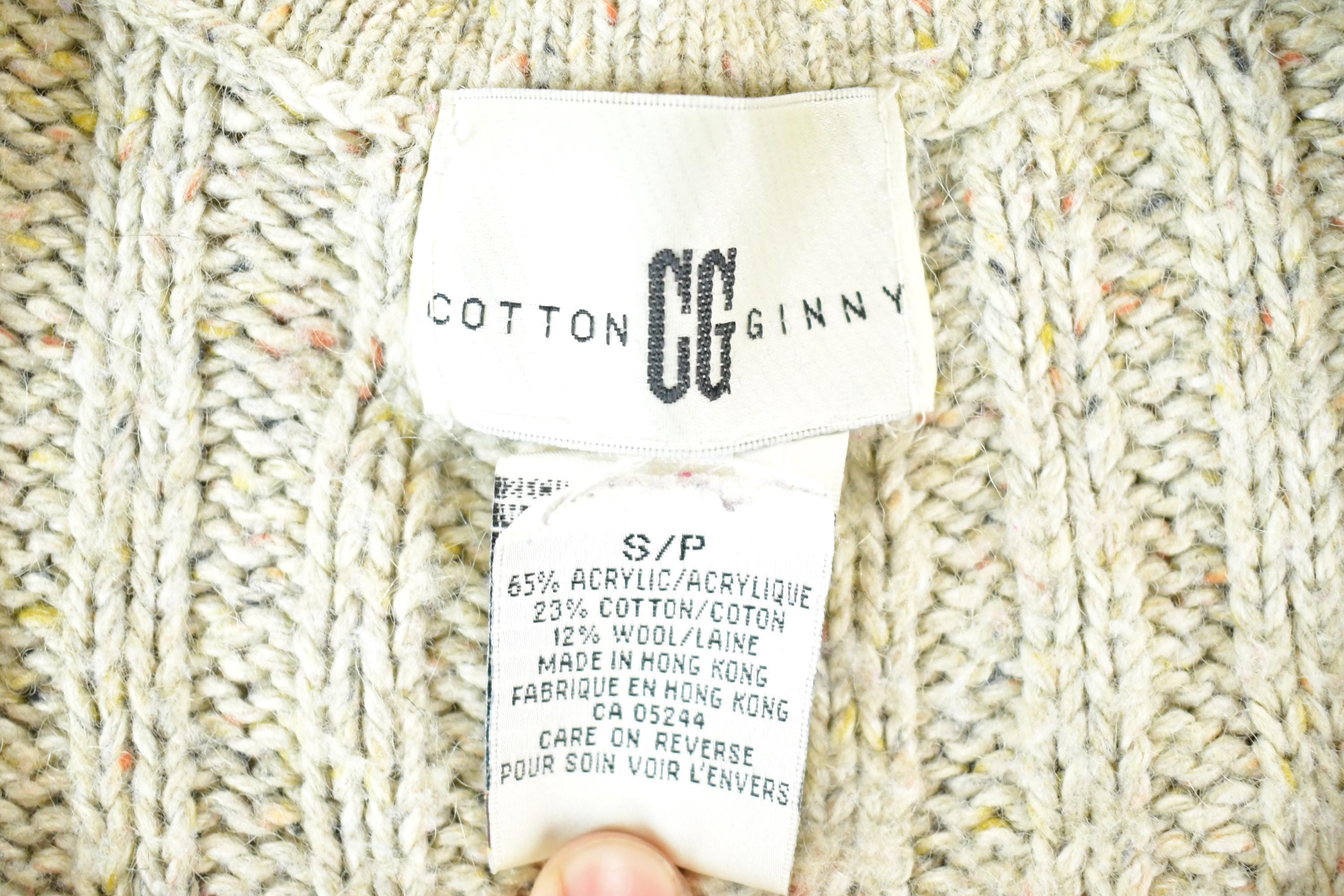 Vintage 1990s Cotton Ginny Argyle Pattern Chunky Knit Cardigan Sweater Vest Women's S