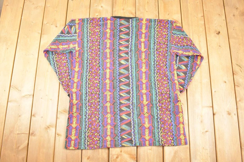Vintage 1990s Abstract Print AOP Crewneck Sweatshirt Women's XL /