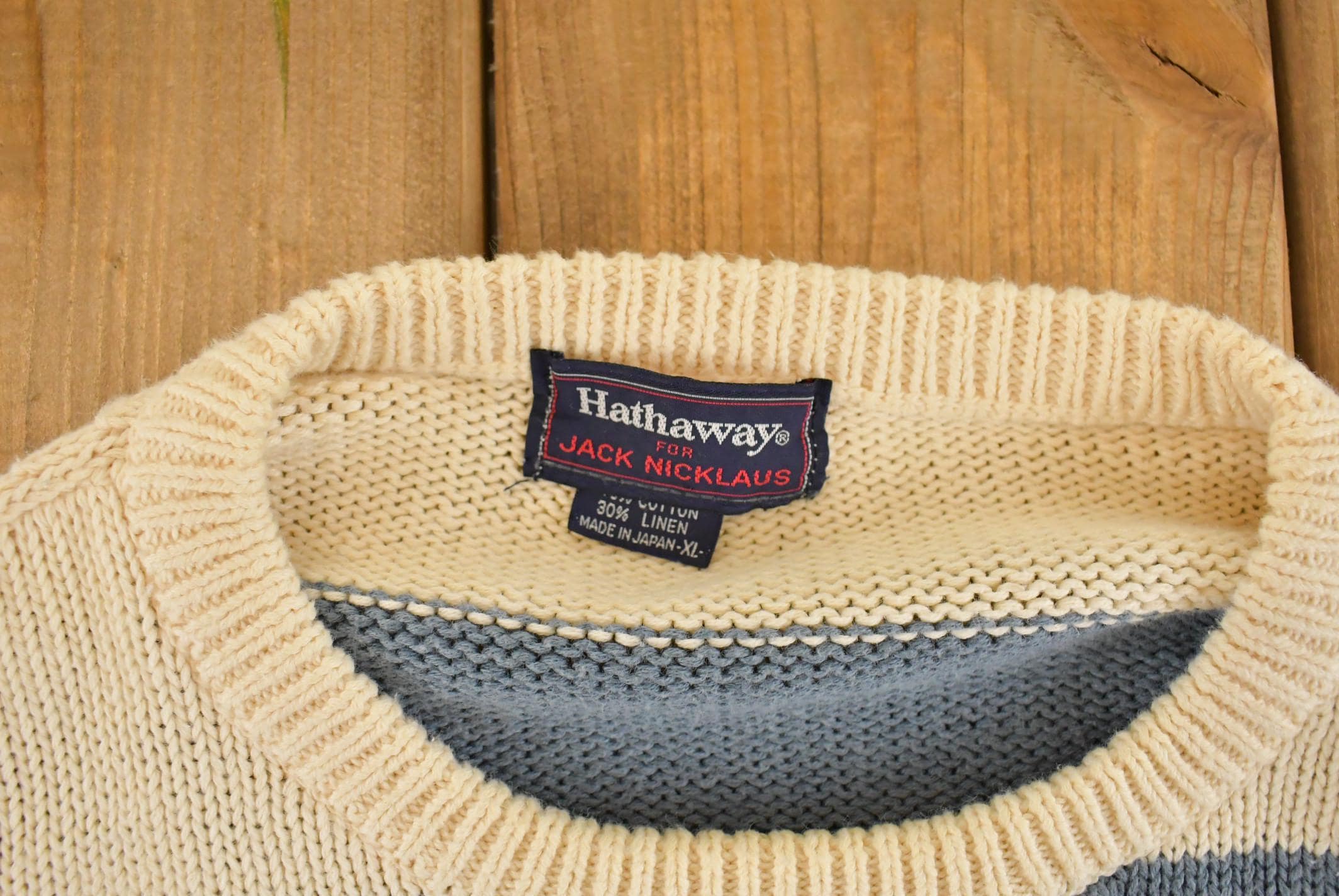 Vintage 1990s Hathaway Jack Nicklaus Golf Striped Knit Sweater Men's M  Vintage 90s Knit  Pattern Sweater  Made in Japan
