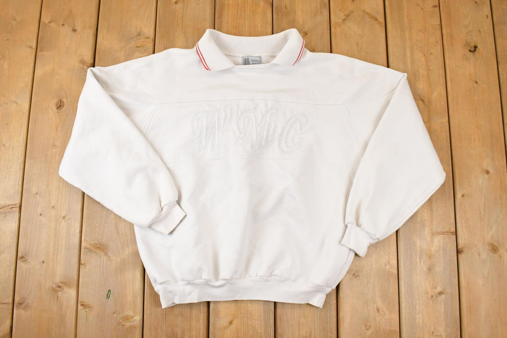 Vintage 1990s Franklin Mills WMC Embroidered Collared Sweatshirt Womens L