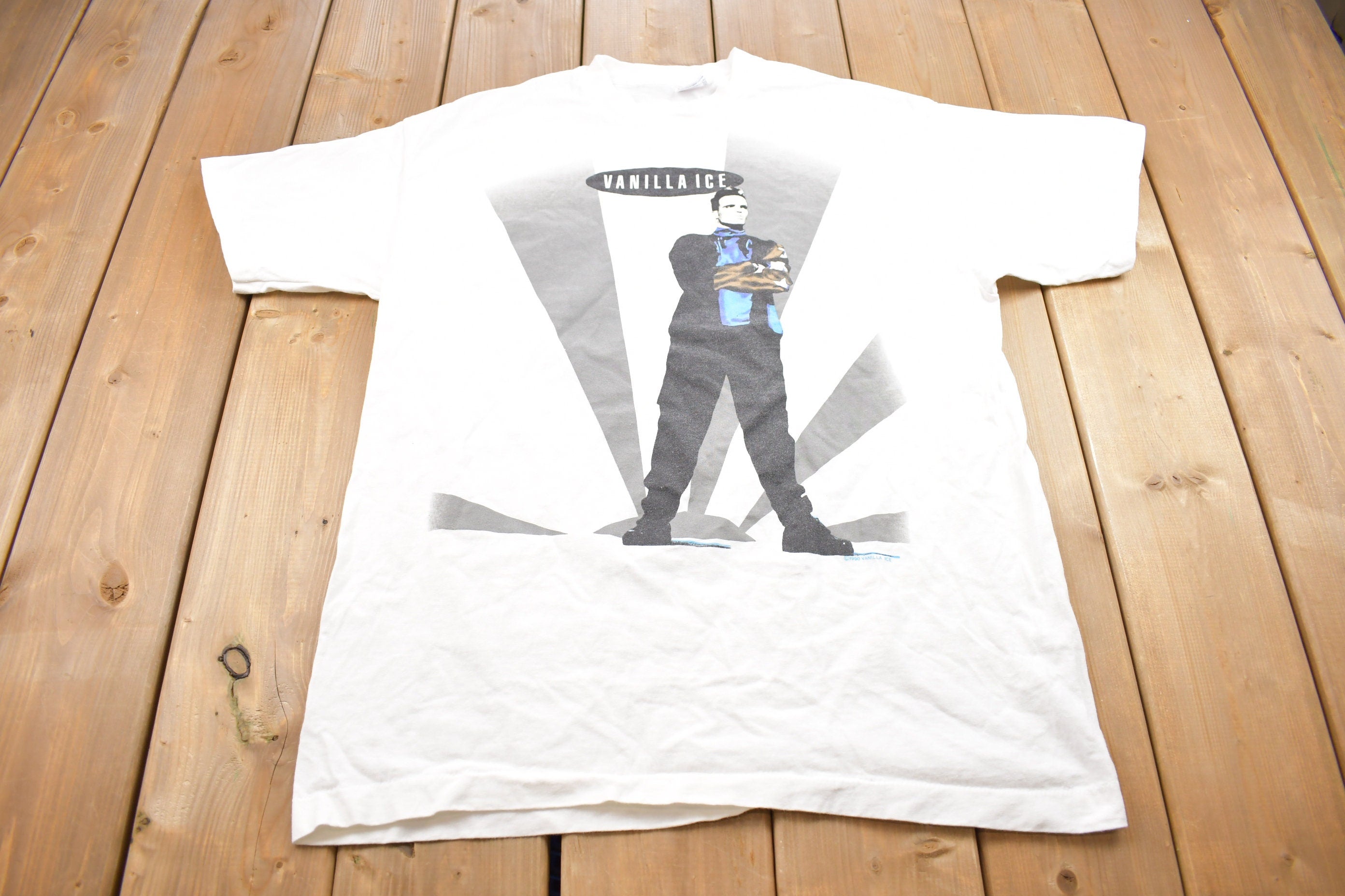 Vintage 1990 Vanilla Ice Rap Graphic Sof Tee T Shirt
