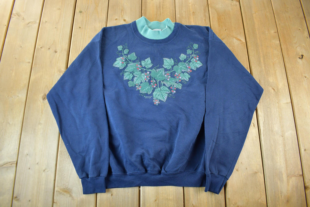 Vintage 1990s Morning Sun Mock Neck Floral Crewneck Adult Medium