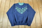 Vintage 1990s Morning Sun Mock Neck Floral Crewneck Adult Medium