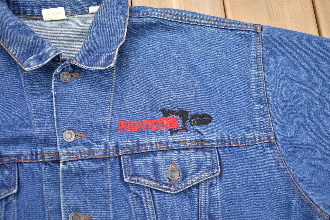 Vintage 1990s Pulp Fiction Embroidered Jean Jacket