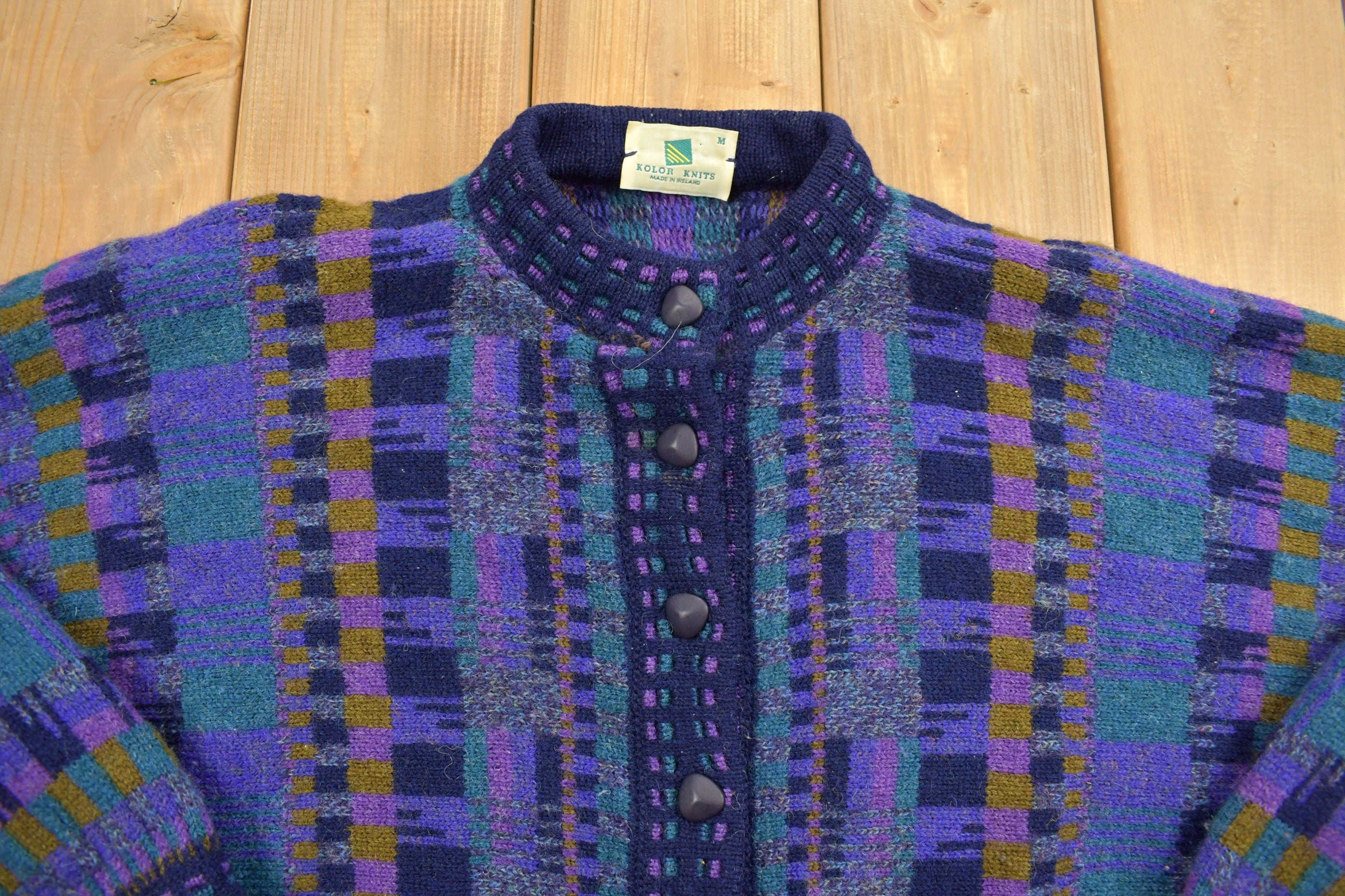 Vintage 1990s Kolor Knitted Cardigan Sweater