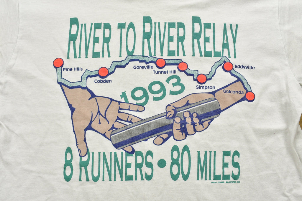 Vintage 1993 River To River Relay Single Stitch T-Shirt , Made In USA , Graphic , 80s , 90s , Streetwear