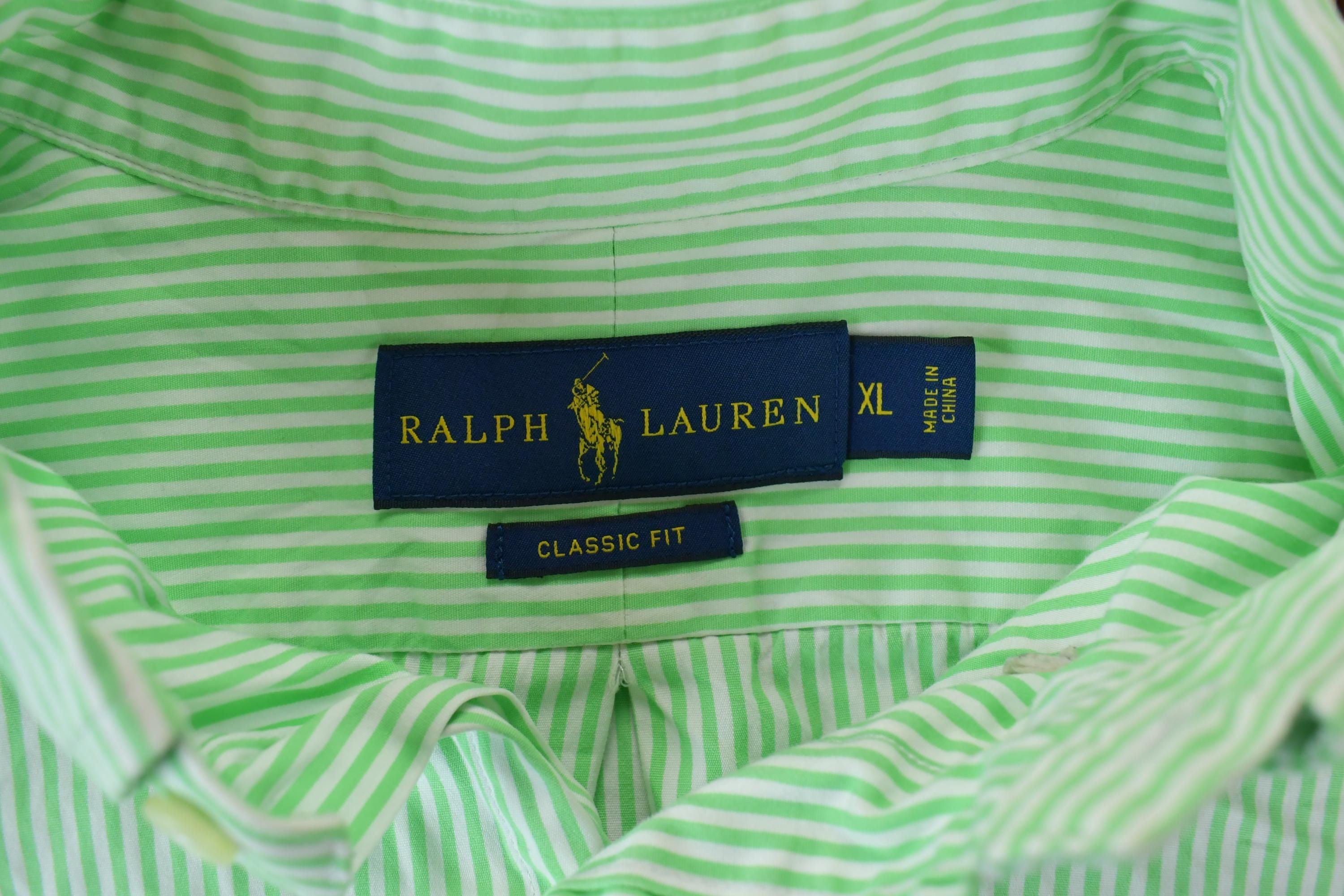 Vintage 1990s Ralph Lauren Mint striped Button Up Shirt