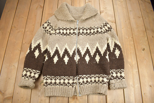 Vintage 1950s Hand-Knit Cowichan Sweater / Wool / True Vintage / Outdoorsman / Heavy Weight / Size M / YKK Zipper