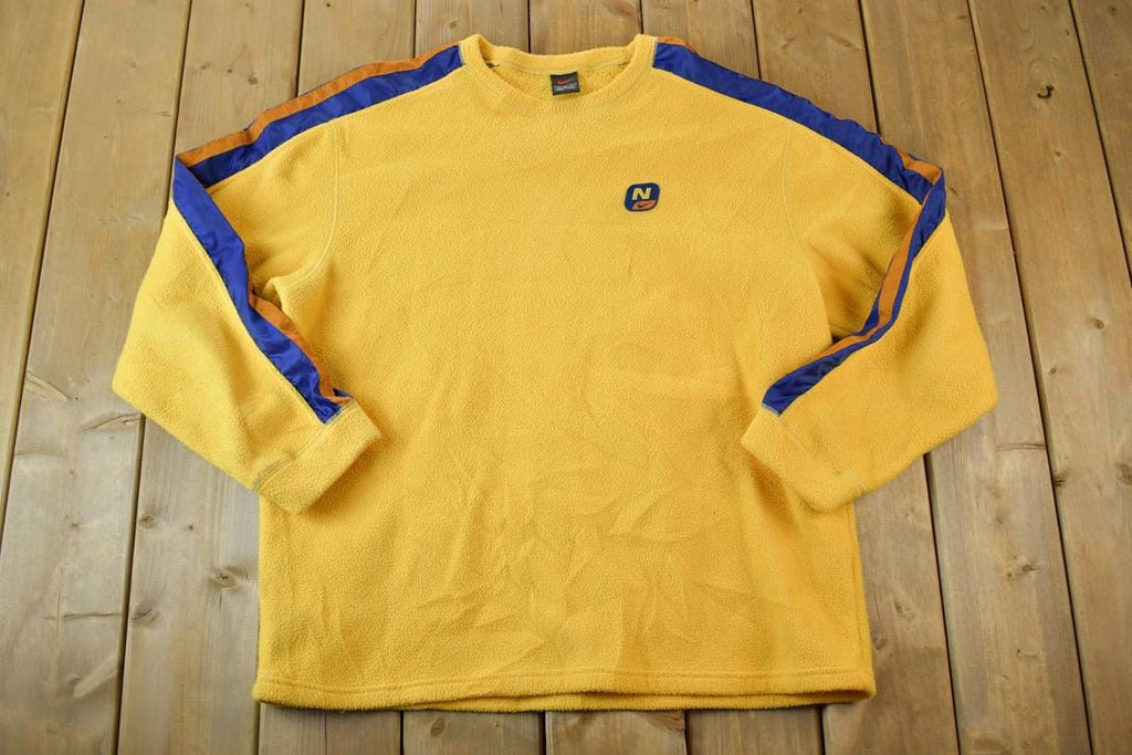 Vintage 1990s Nike Yellow Fleece Crew Neck Sweater