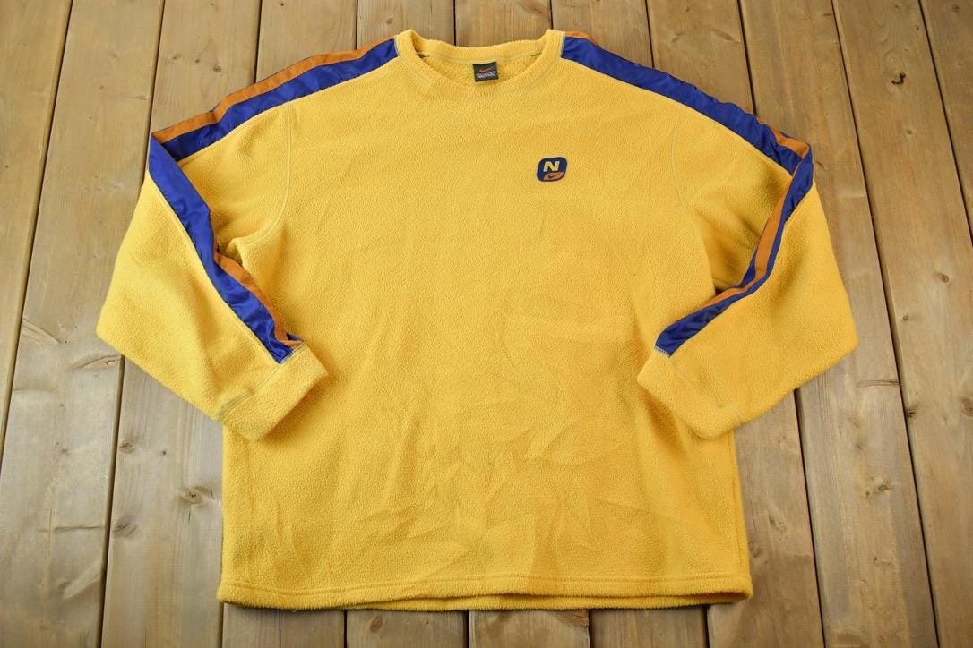 Vintage 1990s Nike Yellow Fleece Crew Neck Sweater