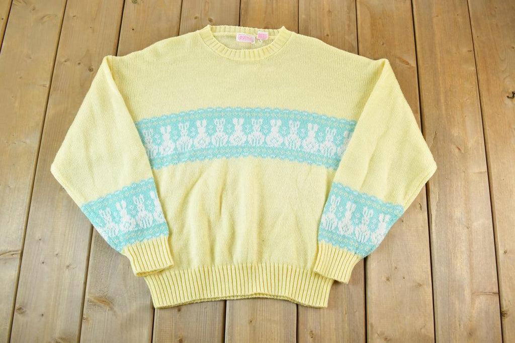 Vintage 1990s Ashley Easter Knit Abstract Pattern Crewneck Sweater