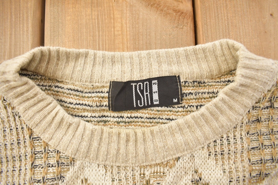 Vintage 1990s TSA USA Knitted Crewneck Sweater  Vintage 90s Crewneck  All Over Pattern  Colorful  Sweatshirt  Abstract Pattern