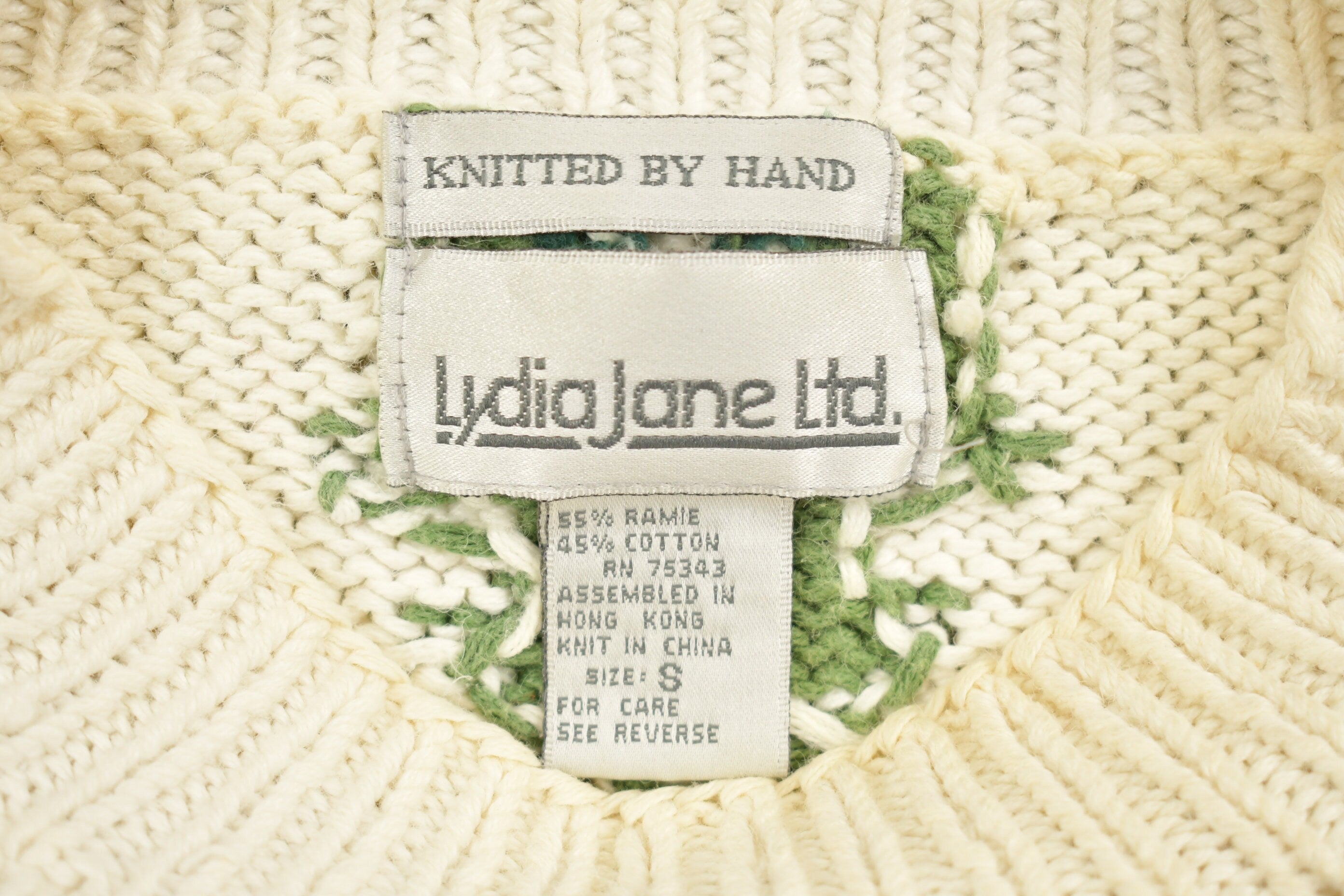Vintage 1990s Lydia Jane Knitted Floral Mock Neck Sweater