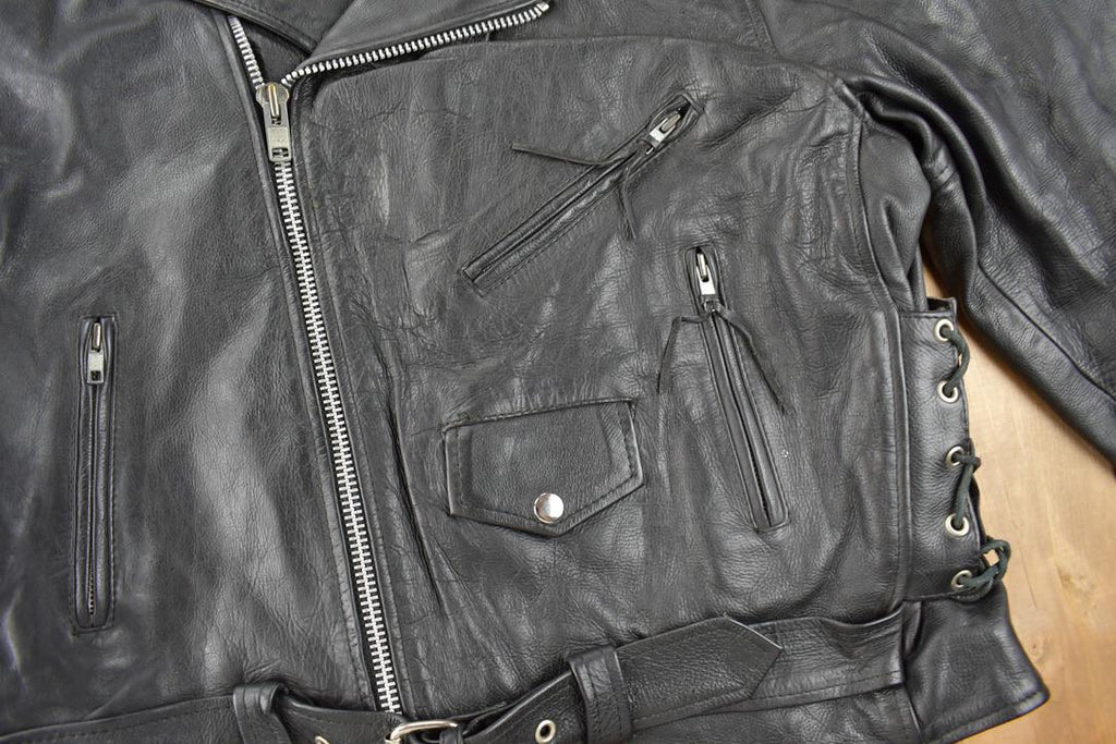 Vintage 1990s Way Of Life Genuine Leather Biker Jacket Size 48