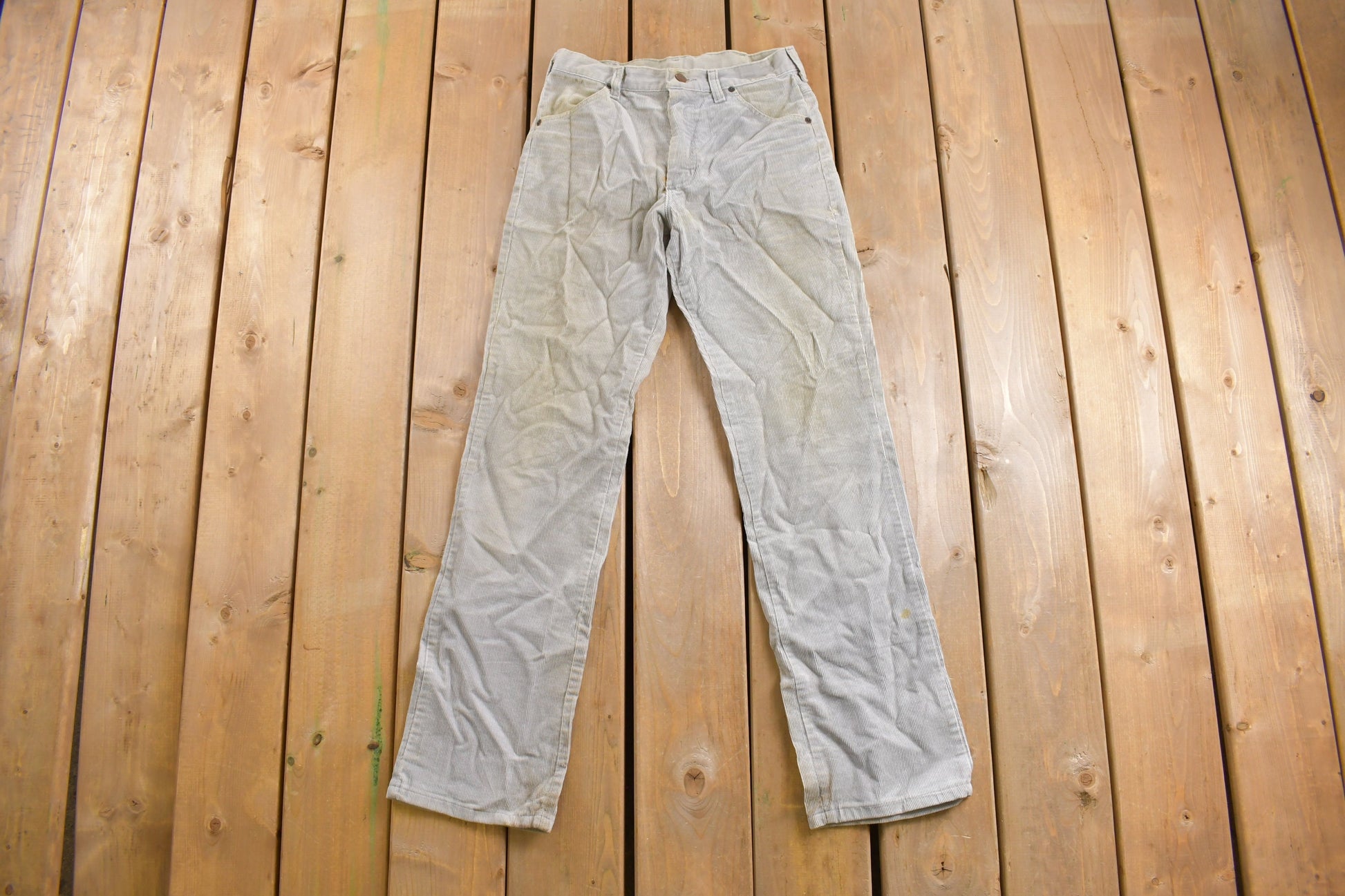 Vintage 1970s Wrangler Grey Corduroy Pants Size 28 x 31