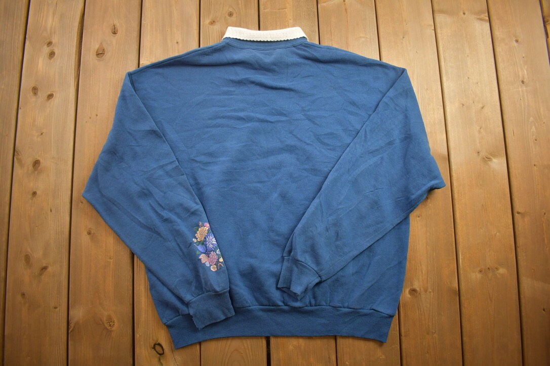 Vintage 1990s Morning Sun Floral Collard Sweatshirt
