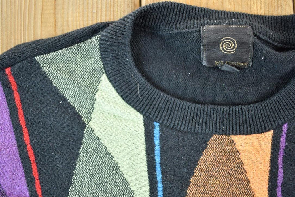 Vintage 1990s Fx Fusion Knit Abstract Pattern Crewneck Sweater Mens M
