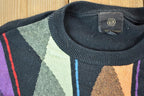 Vintage 1990s Fx Fusion Knit Abstract Pattern Crewneck Sweater Mens M