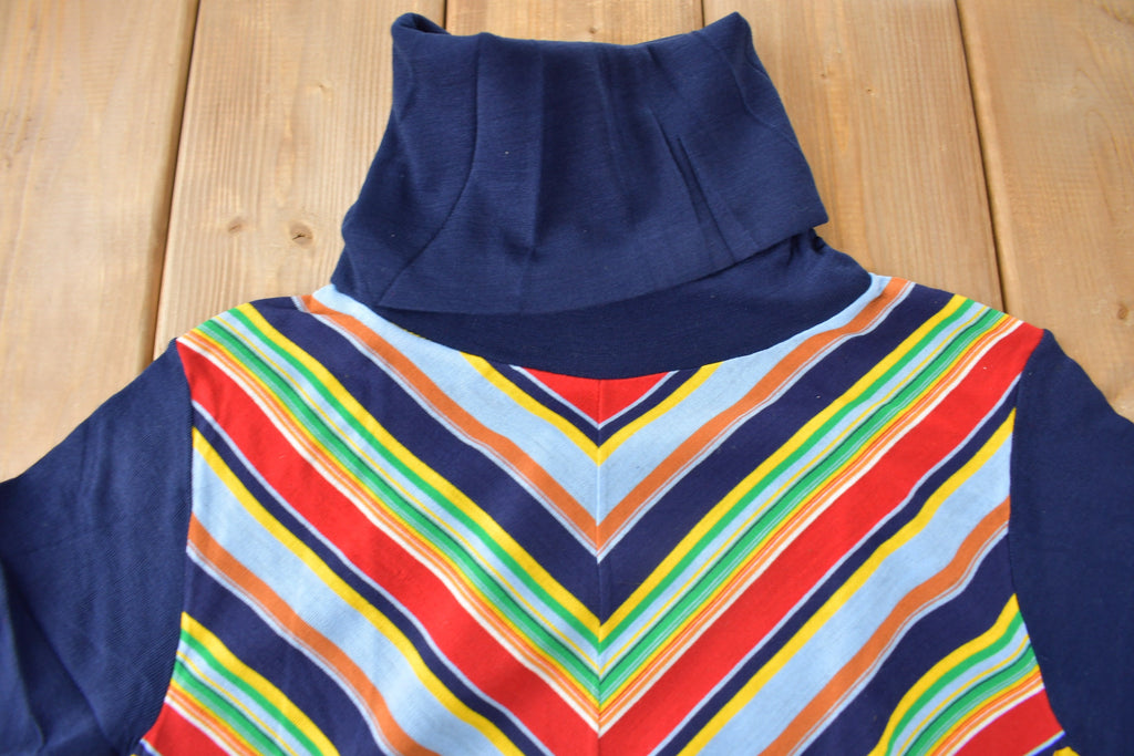 True Vintage 1960s Deadstock Helen Sue Long Sleeve Turtleneck Psychedelic Acyrlic Blouse Knit Sport Top