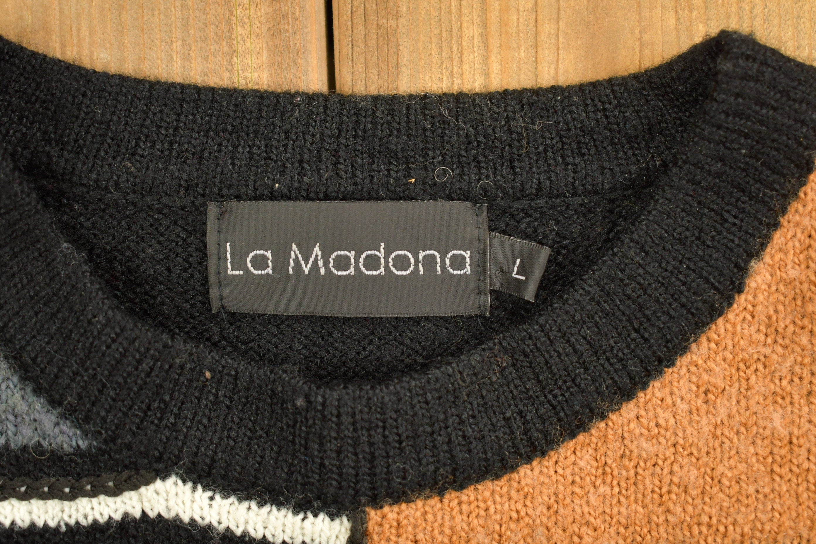 Vintage 1990s Knitted La Madona Crewneck Sweater /