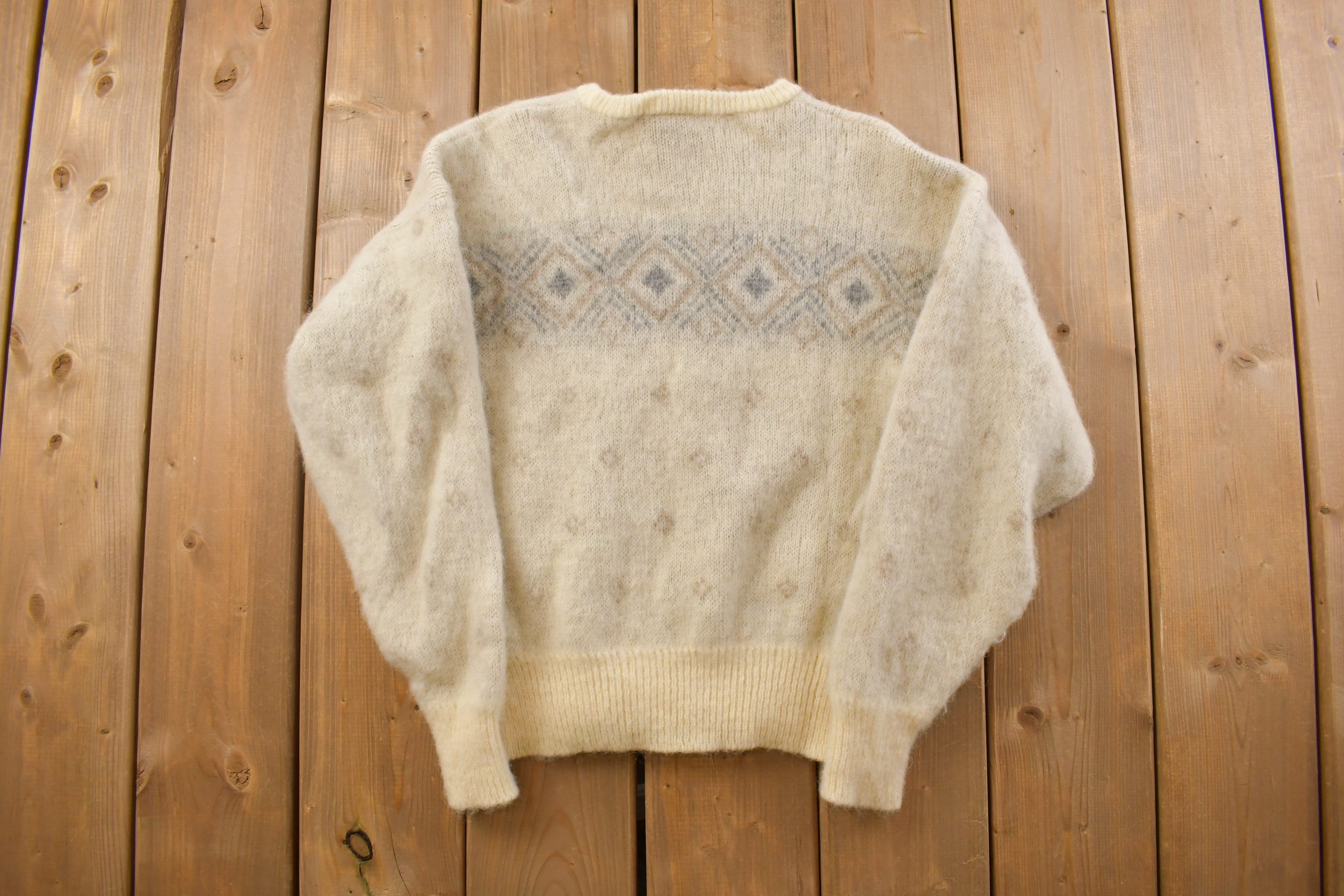 Vintage 1970s Knit Nordic Sweater Apres Ski