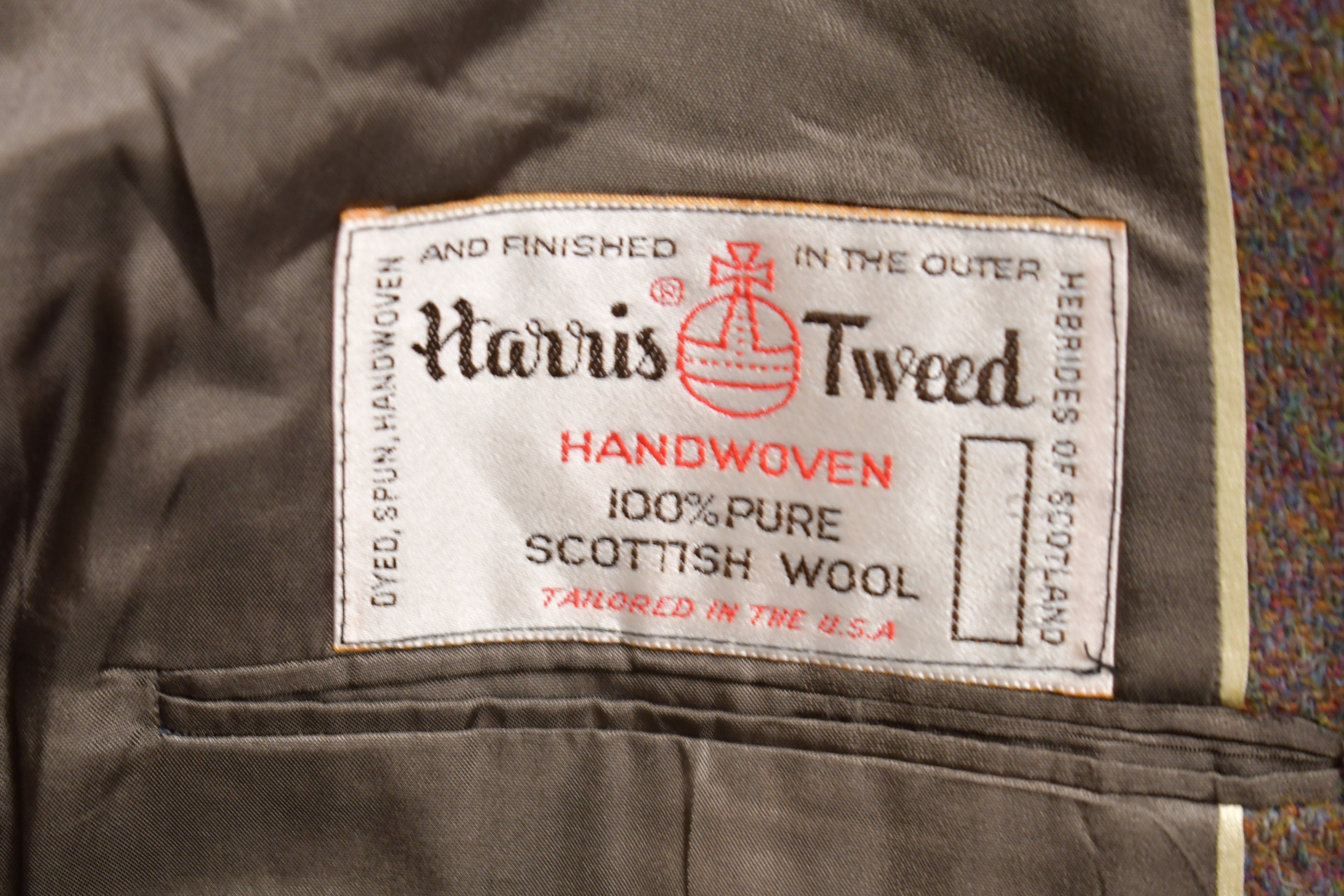 Vintage 1980s Harris Tweed 100% Pure Scottish Wool Blazer Jacket