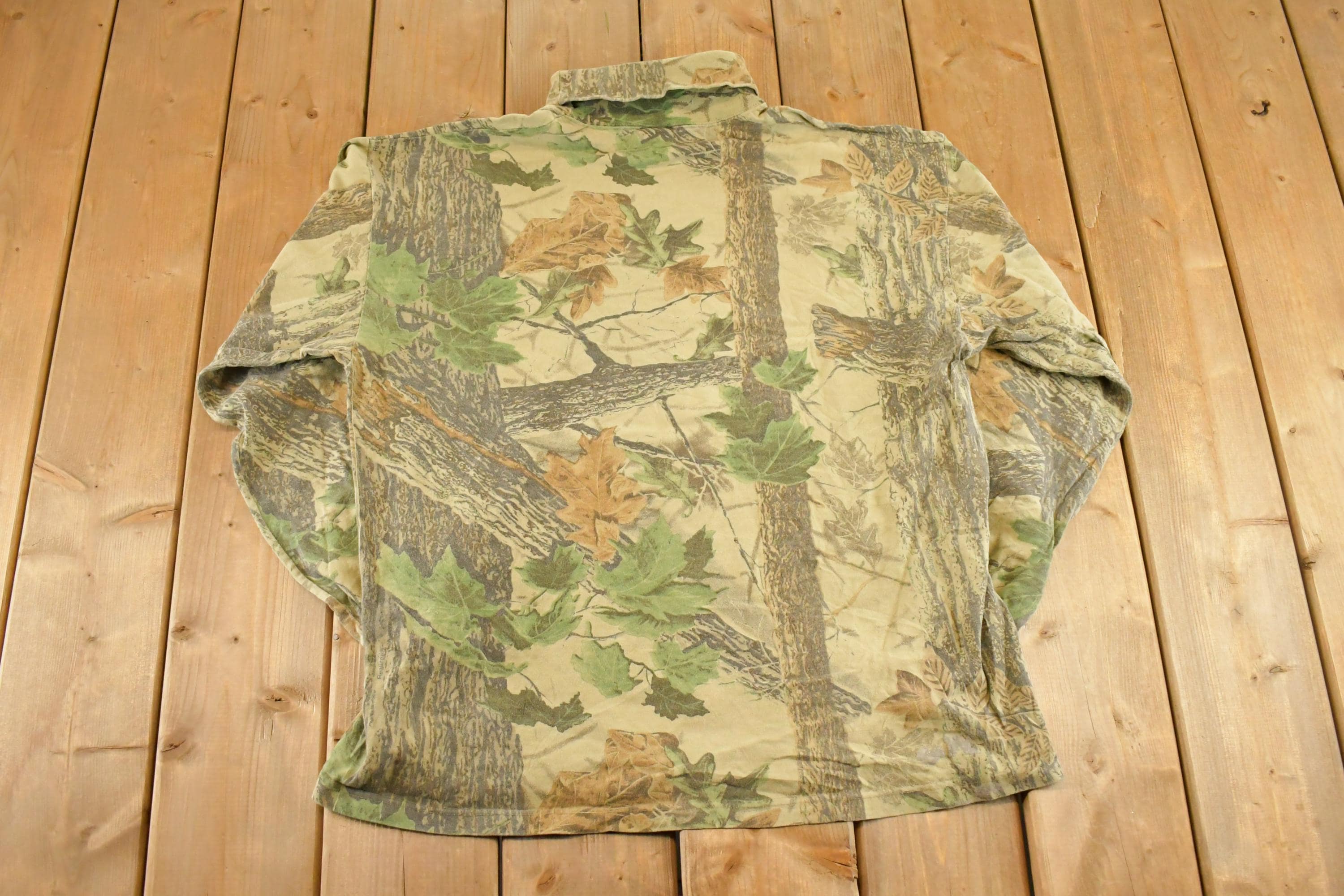 Vintage 1980s Jerzees Outdoors Realtree Camo Turtleneck Shirt Men's L
