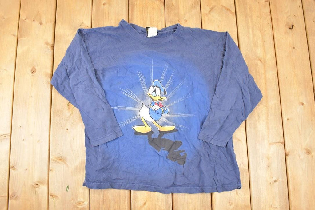 Vintage 1990s Donald Duck Graphic Print Disney Long Sleeve T Shirt Men's L