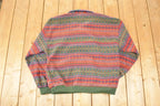 Vintage 1990s Alaska Arctic Image Fleece Outdoorsman Quarter Button Holiday Sweater Men's XL