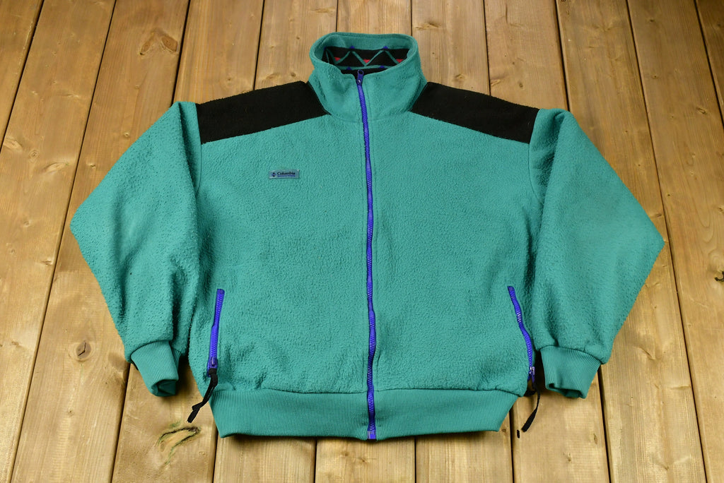 Vintage 1990s Columbia Radial Sleeve Full Zip Fleece Sweater