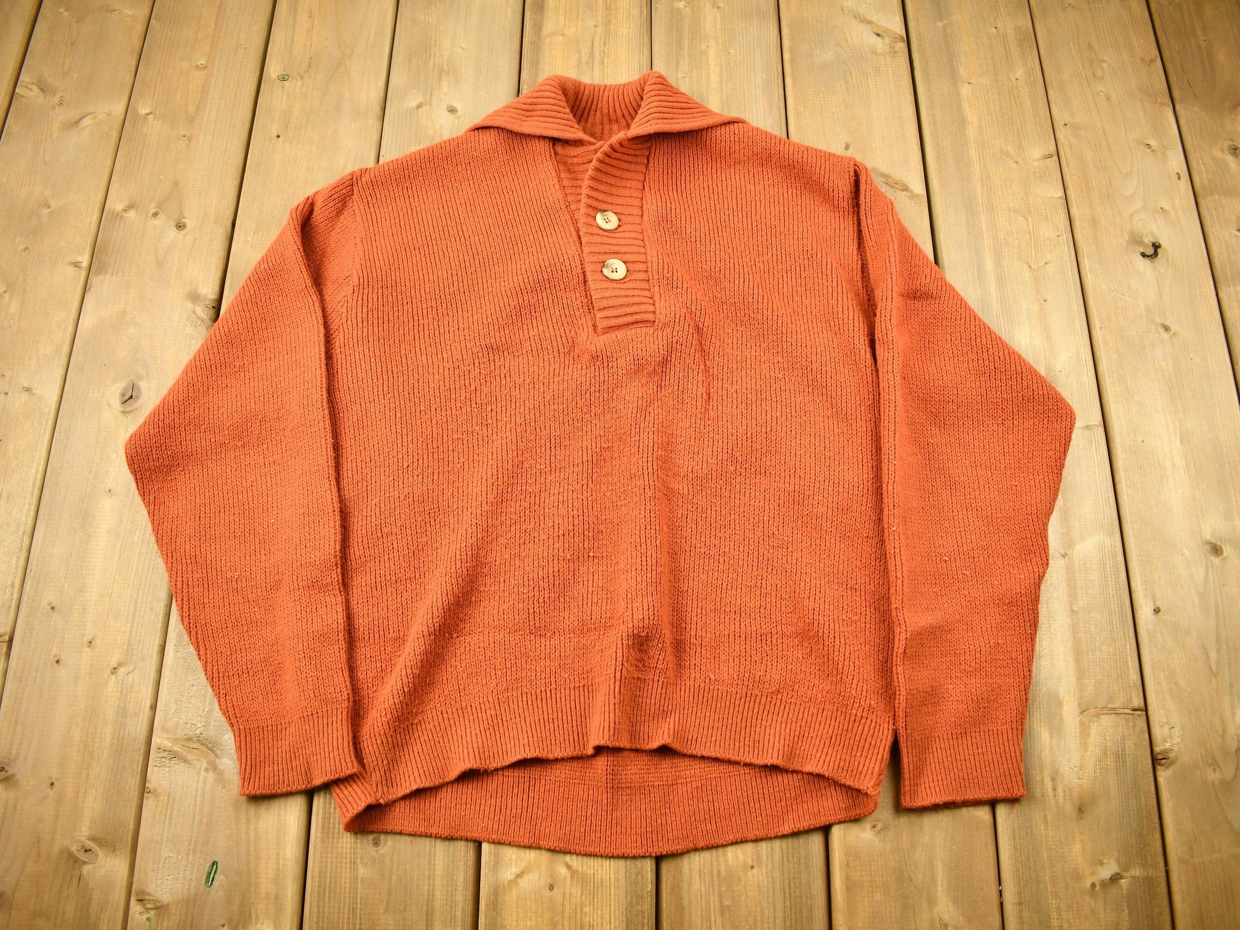 Vintage 1970s Heritage Sportswear Knitted Quarter Button Sweater