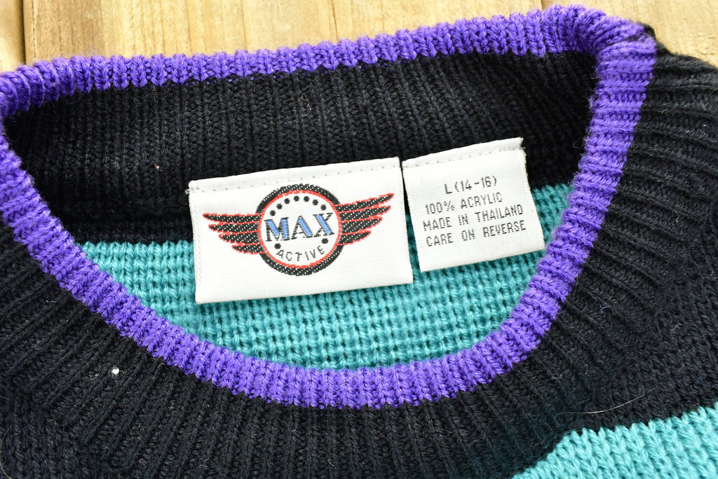 Vintage 90's Max Active All-American Knitted Youth Sweater Vintage 90s Crewneck