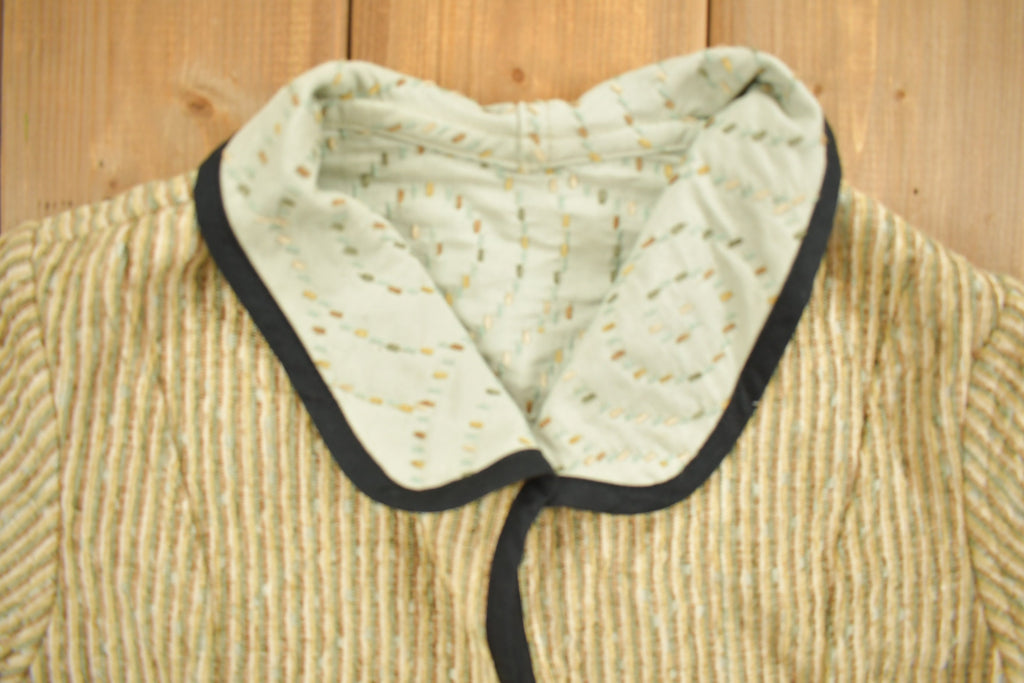 Vintage 1980s Beige Knit Collared Cardigan