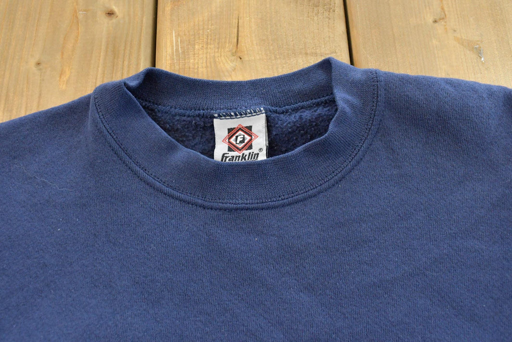 Vintage 1990s Navy Franklin Sports Blank Crewneck Sweatshirt Mens M / 90s Crewneck / Essential / Streetwear / 90s Blank / Athleisure