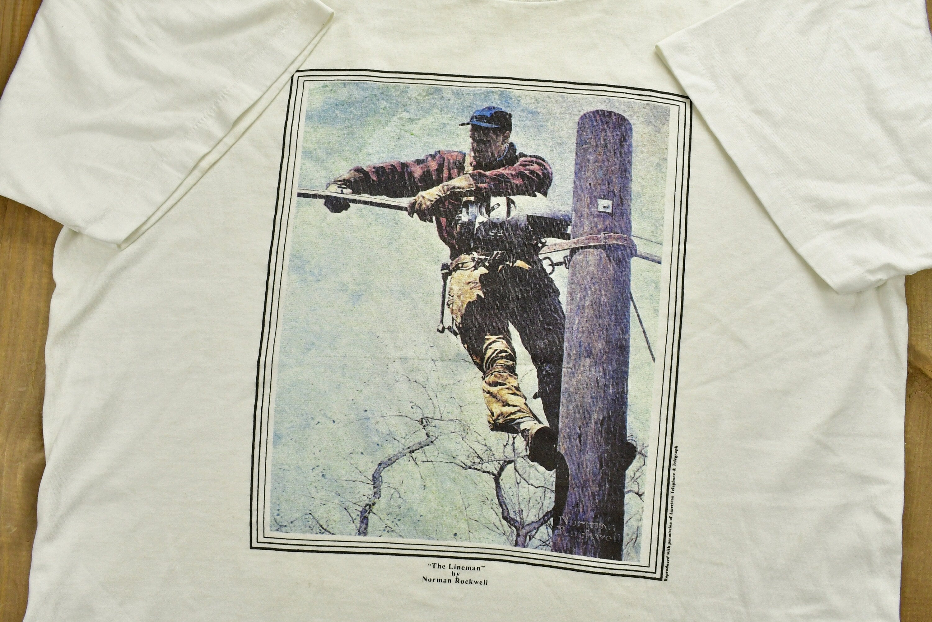 Vintage 90's "The Lineman" By Norman Rockwell T-Shirt