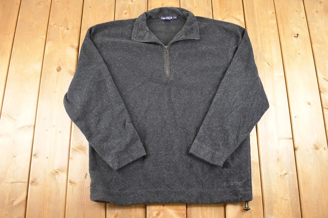 Vintage 1990s Nautica Fleece Quarter Zip Sweater Men's L