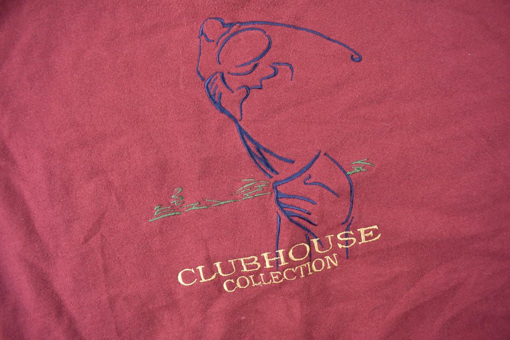 Vintage 1990s Clubhouse Collection Embroidered Golfing Theme Crewneck Sweatshirt Made In USA