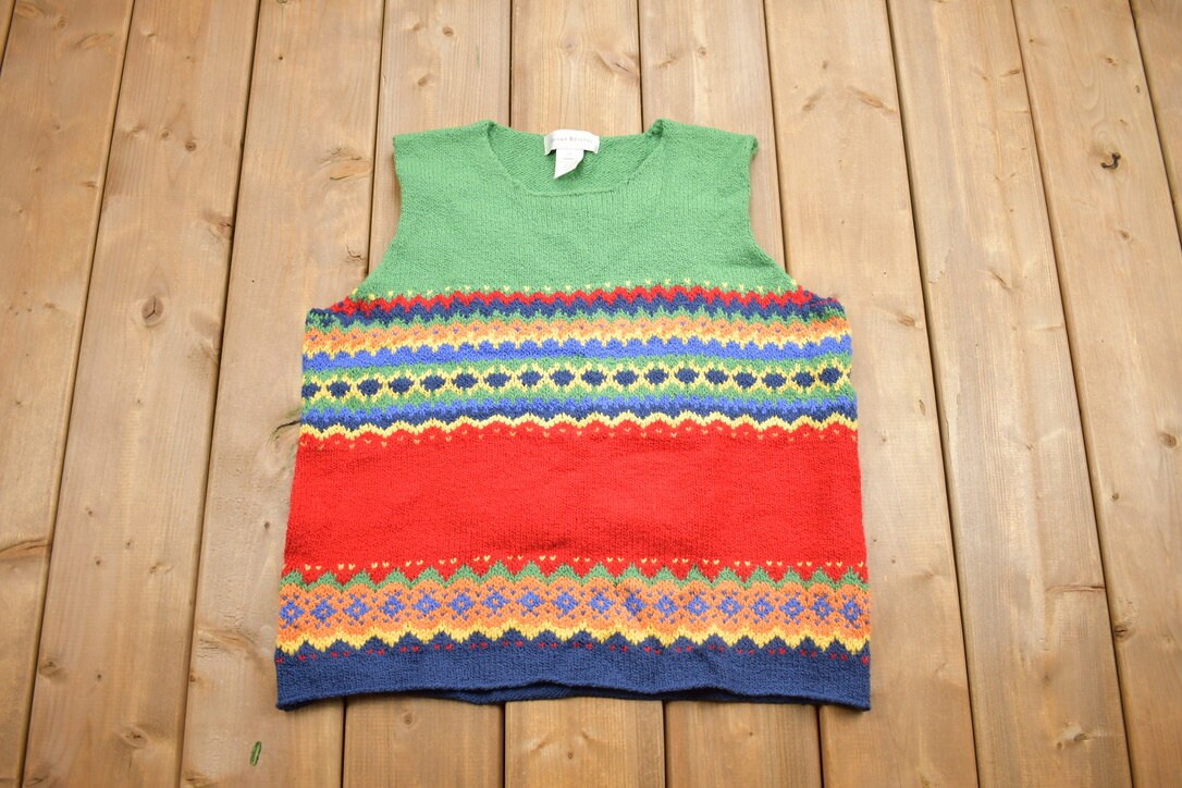 1990s Vintage Abstract Knitted Sweater Vest
