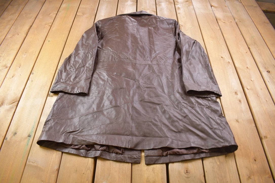 Vintage 1990s Jessica London Leather Jacket Button Up  Fall Outerwear  Leather Coat  Winter Outerwear  Streetwear Fashion