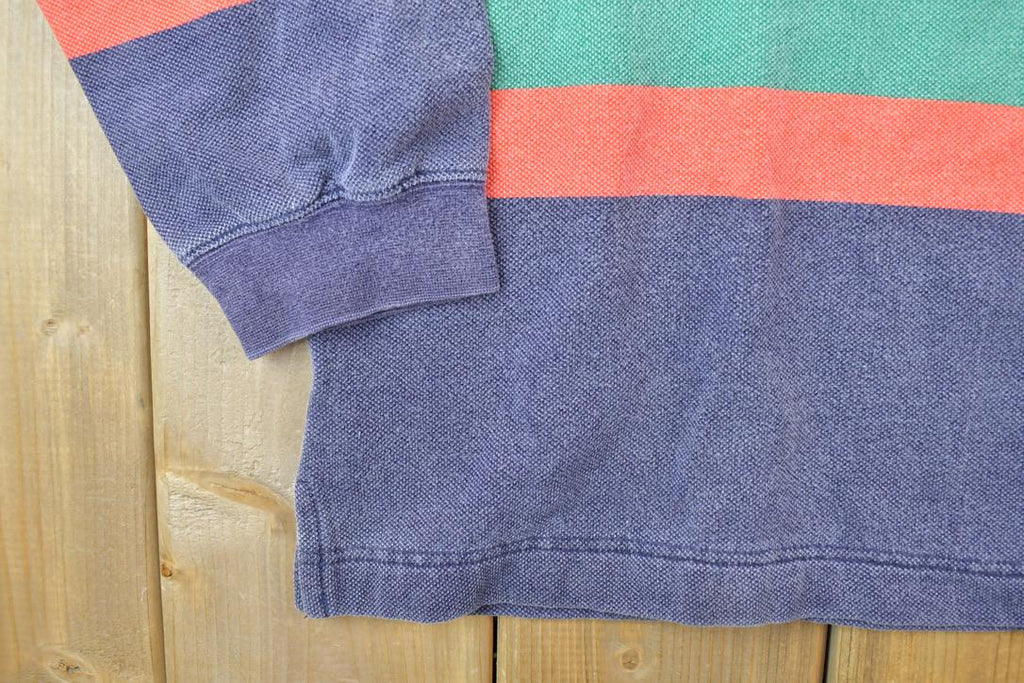Vintage 1990s Gap Quarter Zip Mock Neck Striped Sweatshirt