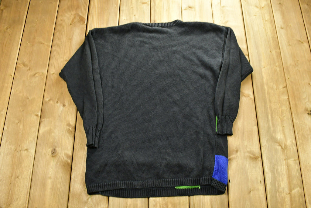 Vintage Heart Graphic Abstract Funky Knit Sweater