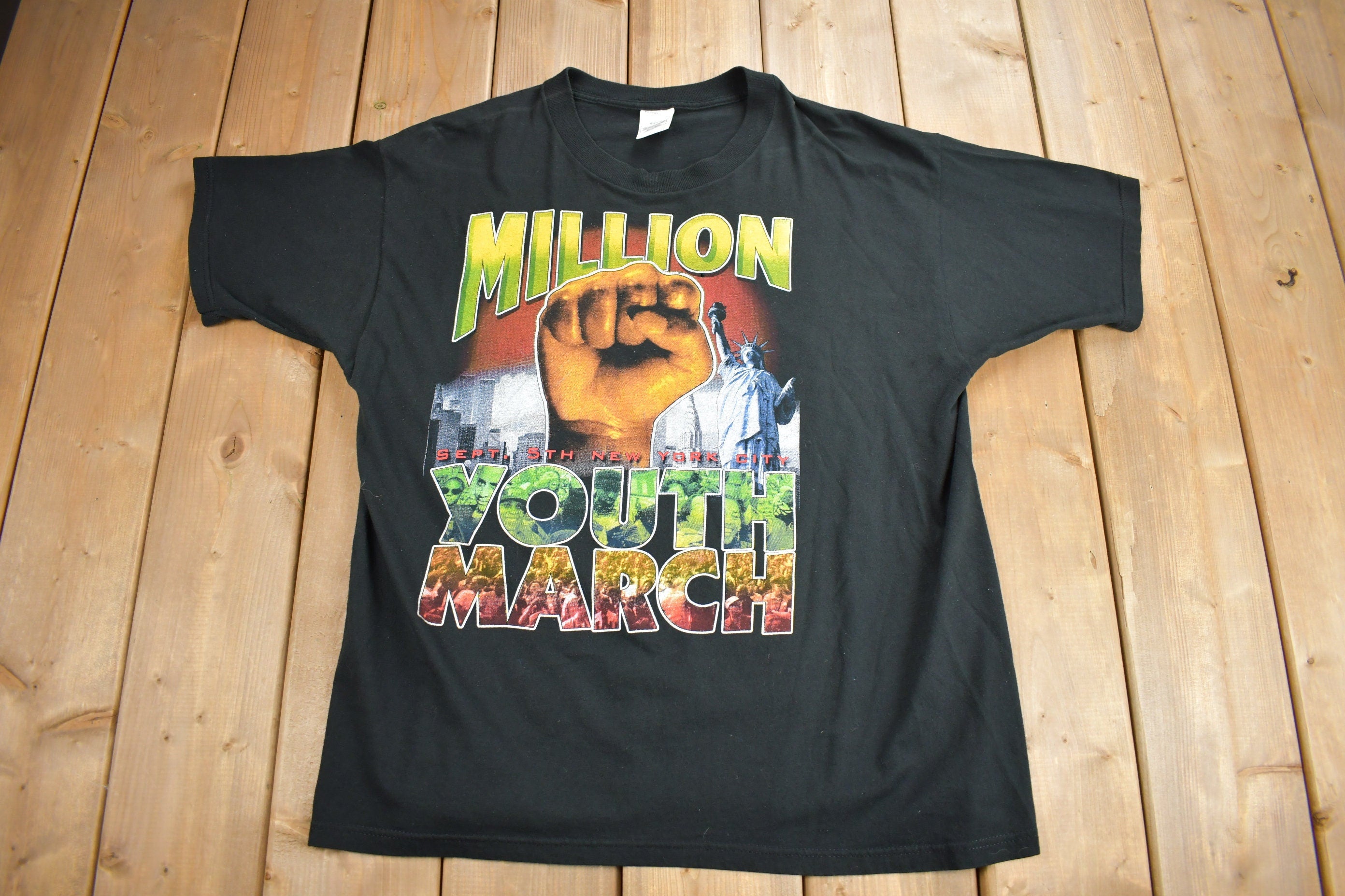 Vintage 1998 Million Youth March African American Pride Graphic T Shirt
