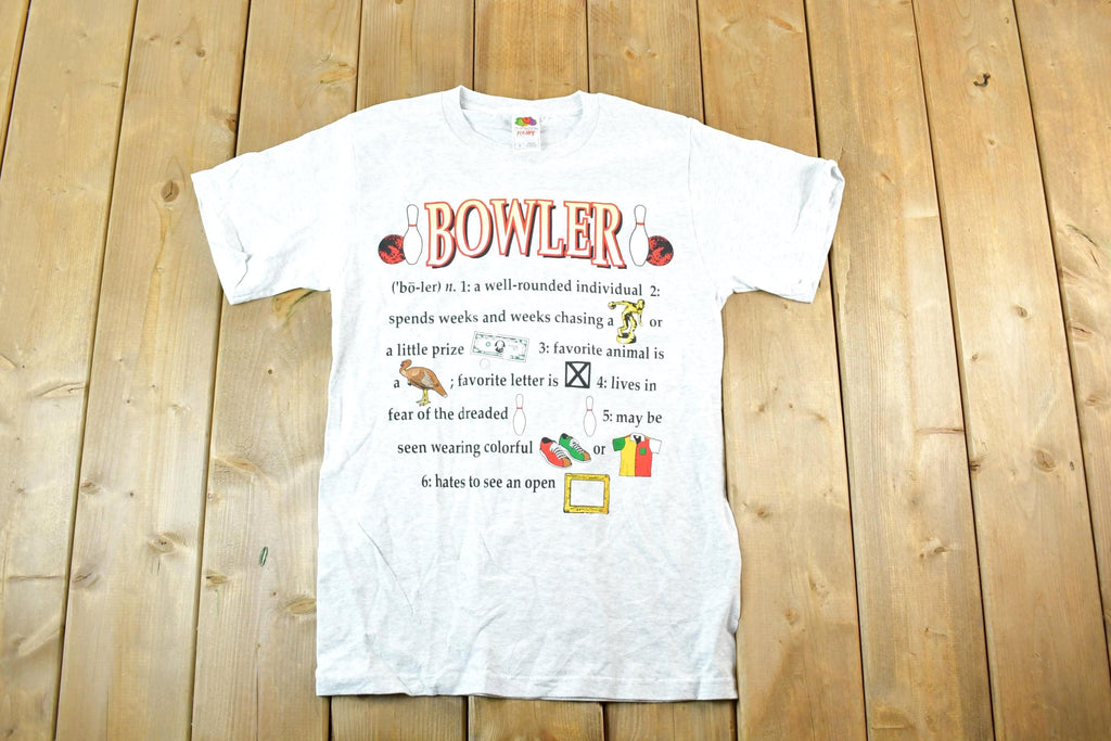 Vintage 1990s Bowling Souvenir Cartoon Rules T-Shirt Mens S