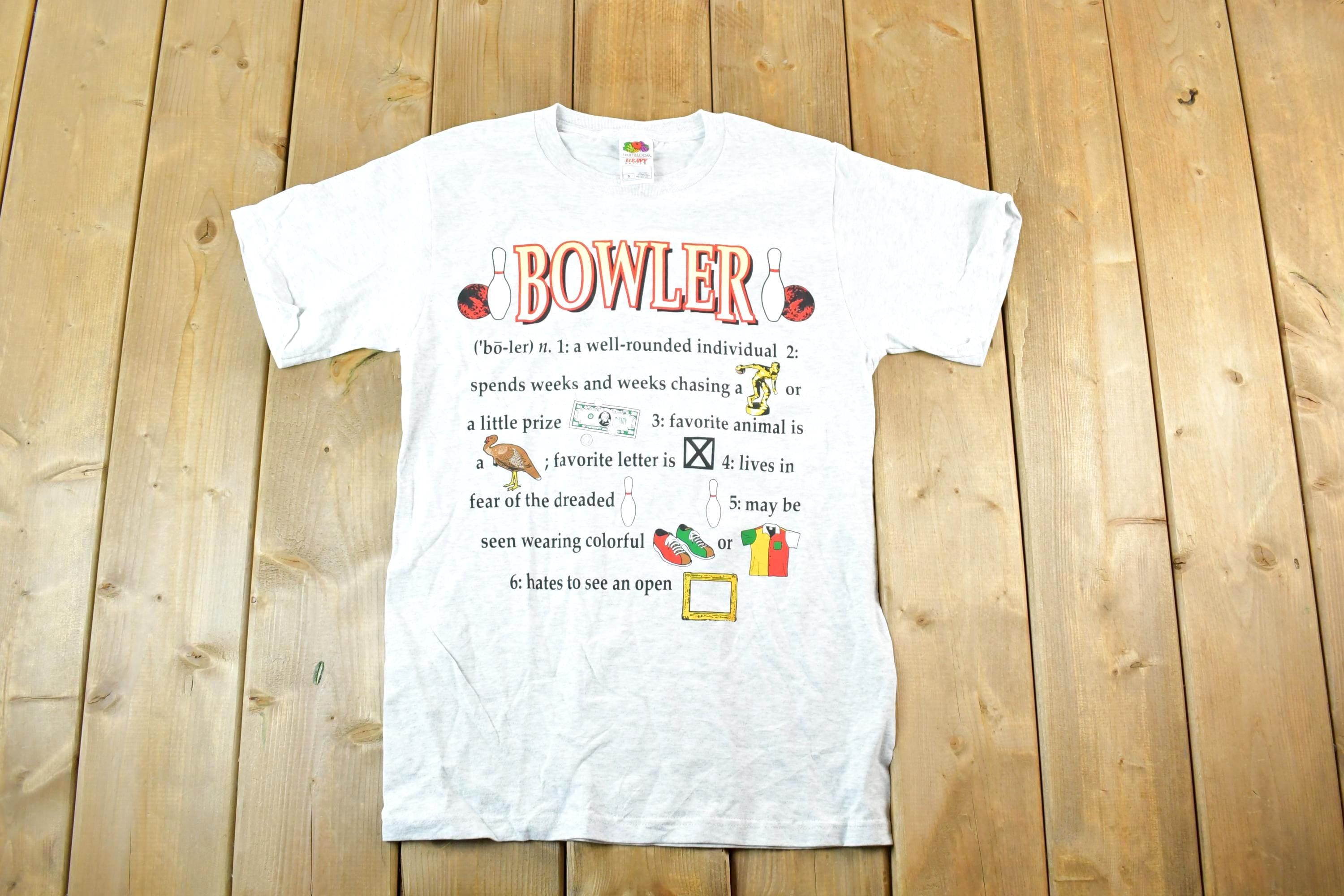 Vintage 1990s Bowling Souvenir Cartoon Rules T-Shirt Mens S