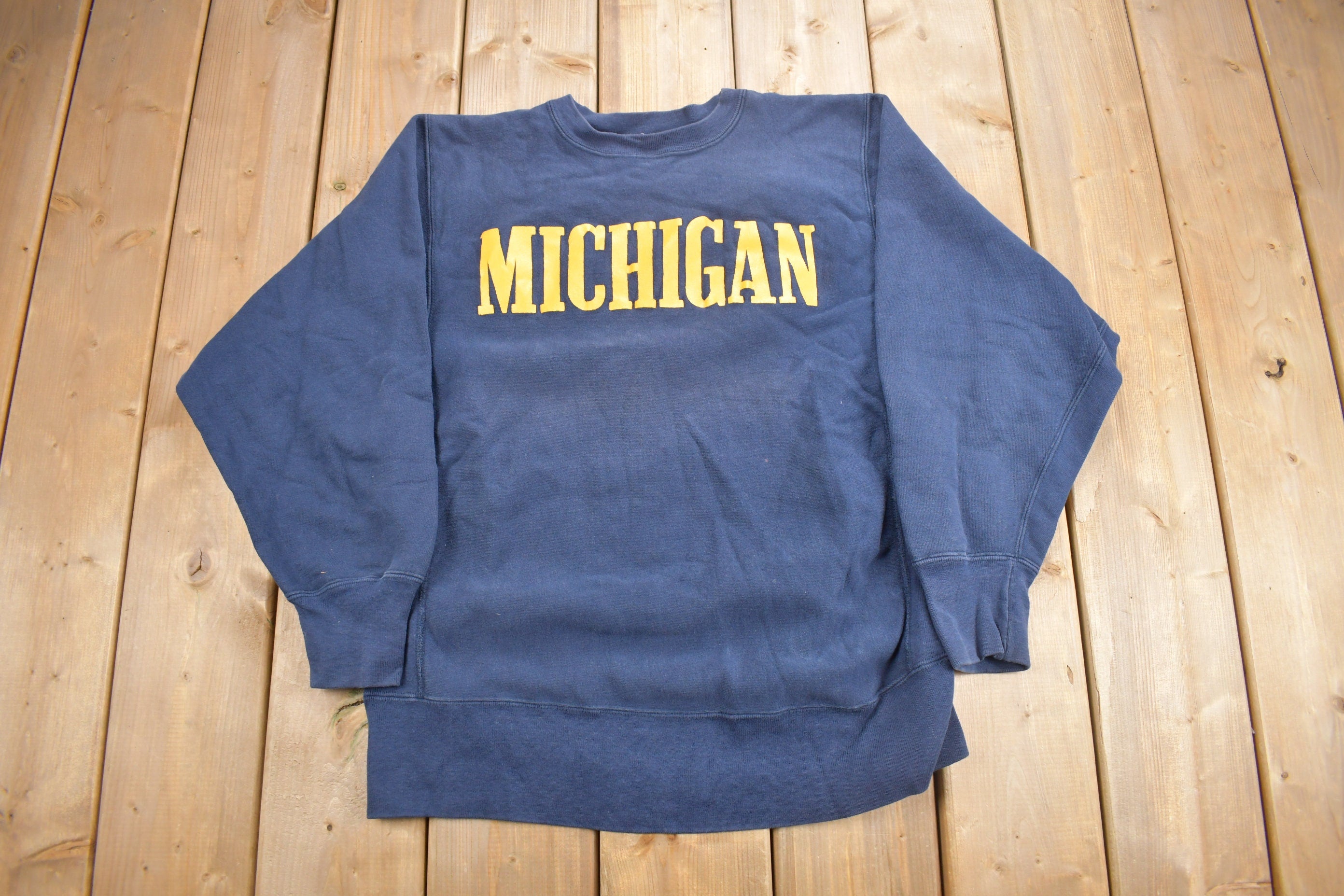 Vintage 1980s University Of Michigan Champion Reverse Weave Warmup Crewneck