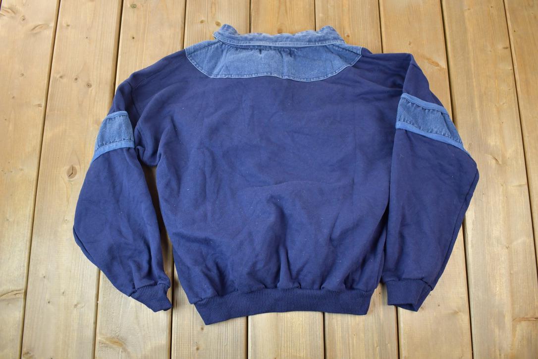 Vintage 1990s Denim Mix Quarter Zip Crewneck Sweatshirt