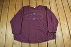 Vintage 1990s Cherokee Embroidered Floral Crewneck Sweatshirt Women's 2X